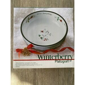 Pfaltzgraff Winterberry Merry Everything Candy Bowl Christmas‎ Holiday w/box